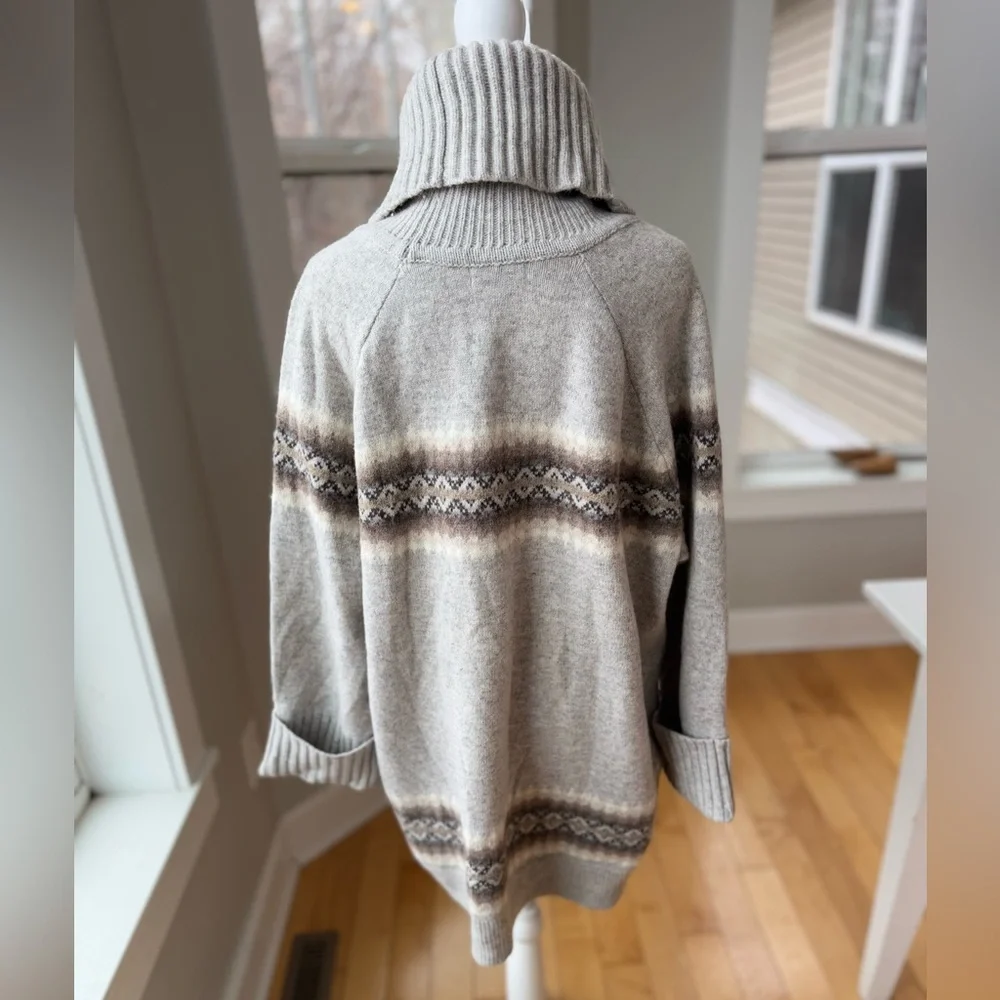 GAP Cream and Brown Cowl Neck Fair Isle Sweater - Picture 10 of 14